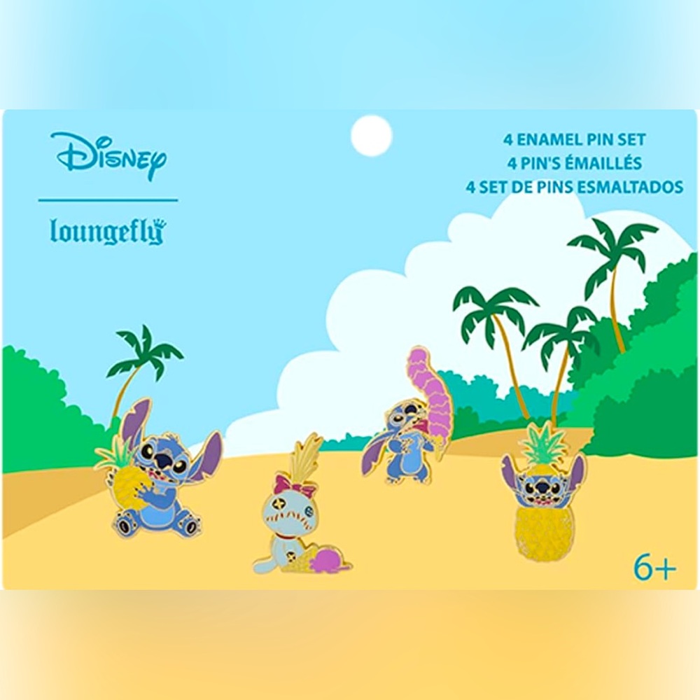 Loungefly Disney: Stitch Pineapple 4-Piece Pin Set, Amazon Exclusive- brand new